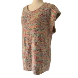 Coldwater Creek Knit Top S Pastel Multi Short Sleeve Textured Spring EasterEUC